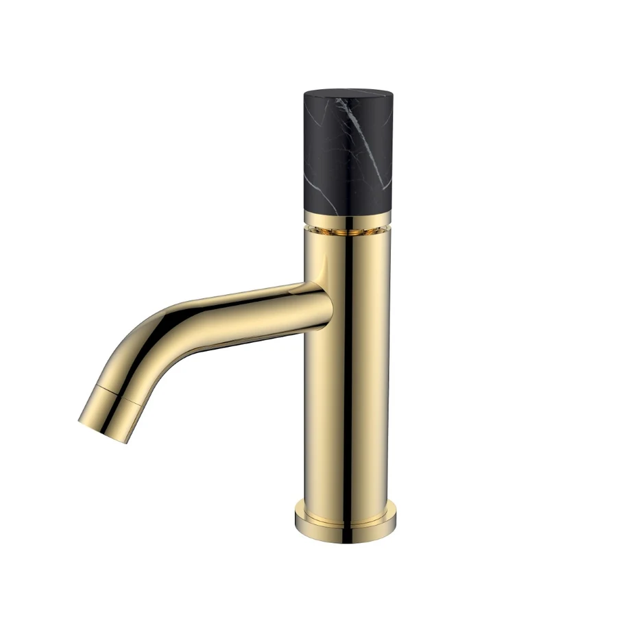 Смеситель для раковины Boheme Stick 121-G-MR-BLACK 160×45×201 мм, цвет золото