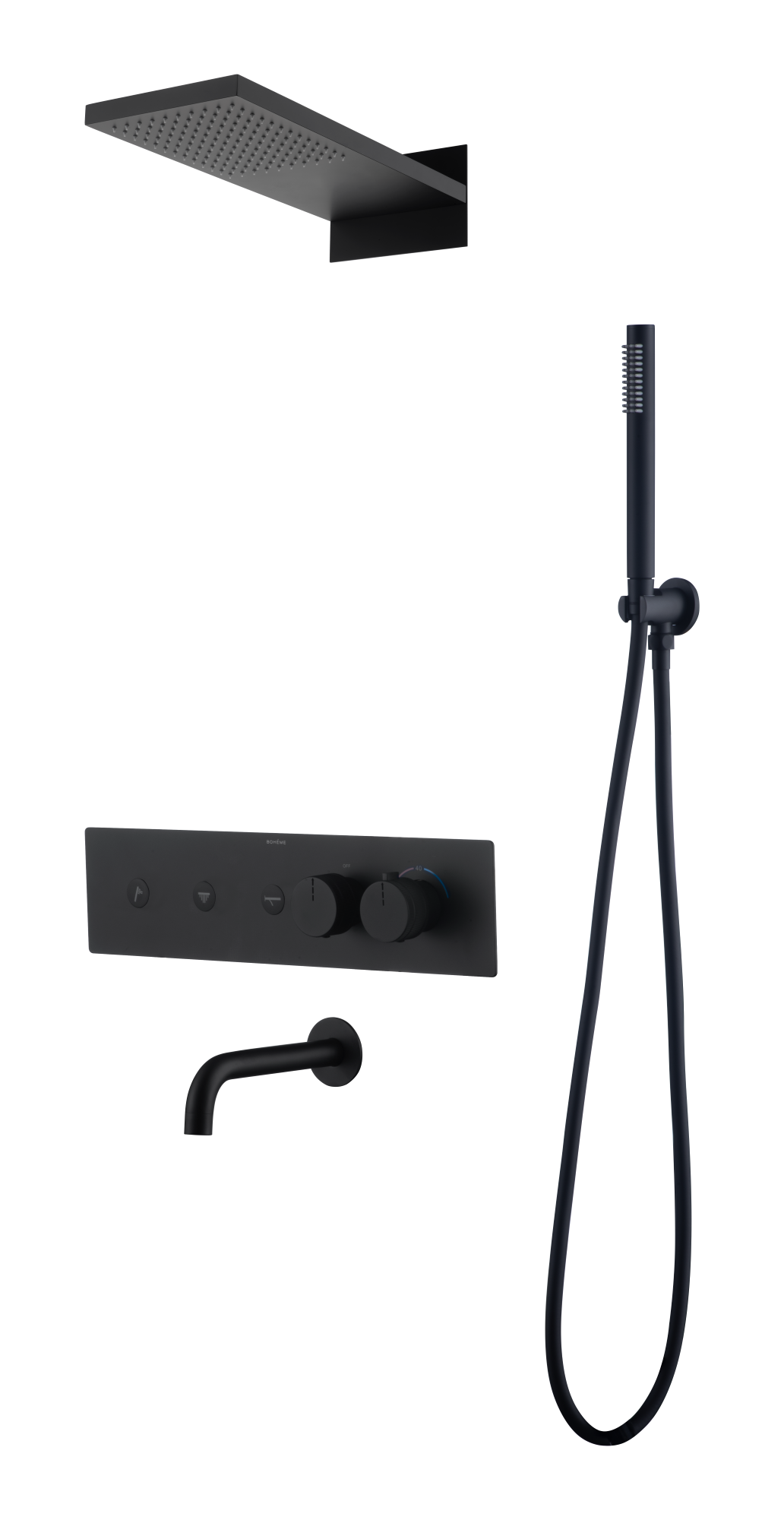 Душевая система встраиваемая Boheme Fusion 131-2-B 550×470×105 мм, цвет черный матовый — Основное изображение