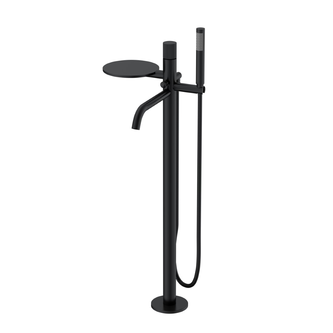 Смеситель для ванны напольный Boheme Stick 129-BB.3 330×320×986 мм, цвет черный матовый — Основное изображение