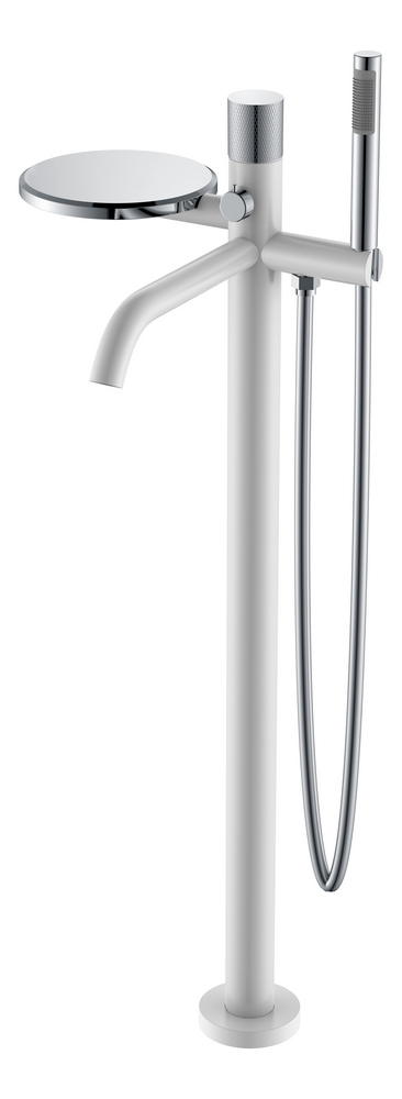 Смеситель для ванны напольный Boheme Stick 129-WCR.2 330×320×986 мм, цвет белый глянцевый — Основное изображение