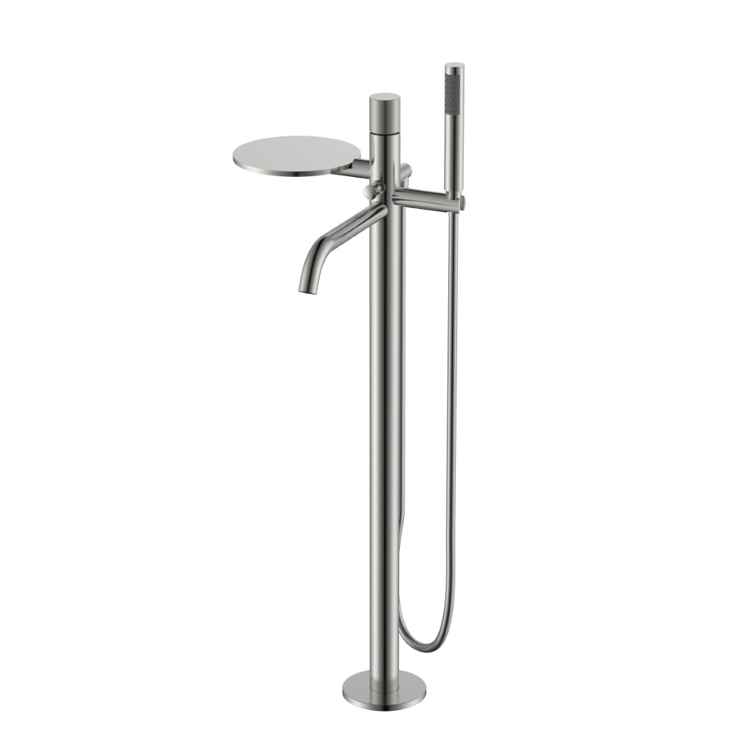Смеситель для ванны напольный Boheme Stick 129-NB.4 330×320×986 мм, цвет никель — Основное изображение