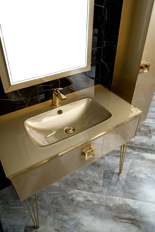 Раковина-моноблок Armadi Art Lucido 852-100-LIGHT GOLD 56×106×10 см, цвет золото