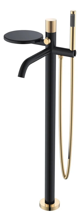 Смеситель для ванны напольный Boheme Stick 129-BG.2 330×320×986 мм, цвет золото