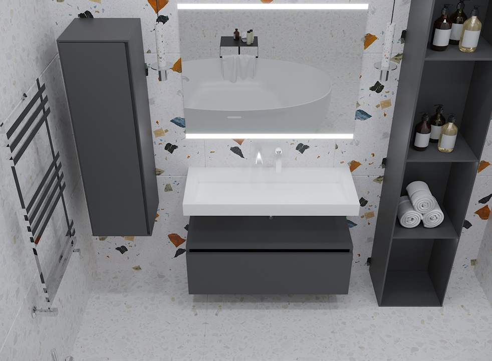 Тумба для ванной Armadi Art Flat 897-100-A MAT 1000×383×460 мм — Основное изображение