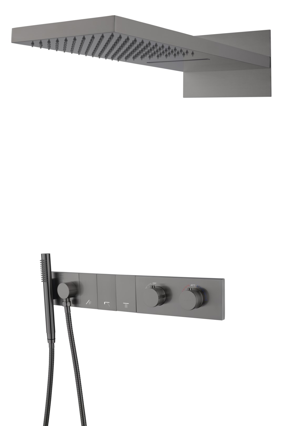 Душевая система встраиваемая Boheme Zodiac 133-GM 550×543×90 мм, цвет графитовый — Основное изображение