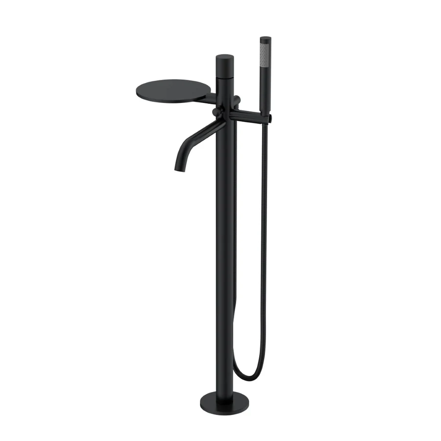 Смеситель для ванны напольный Boheme Stick 129-BB.4 330×320×986 мм, цвет черный матовый
