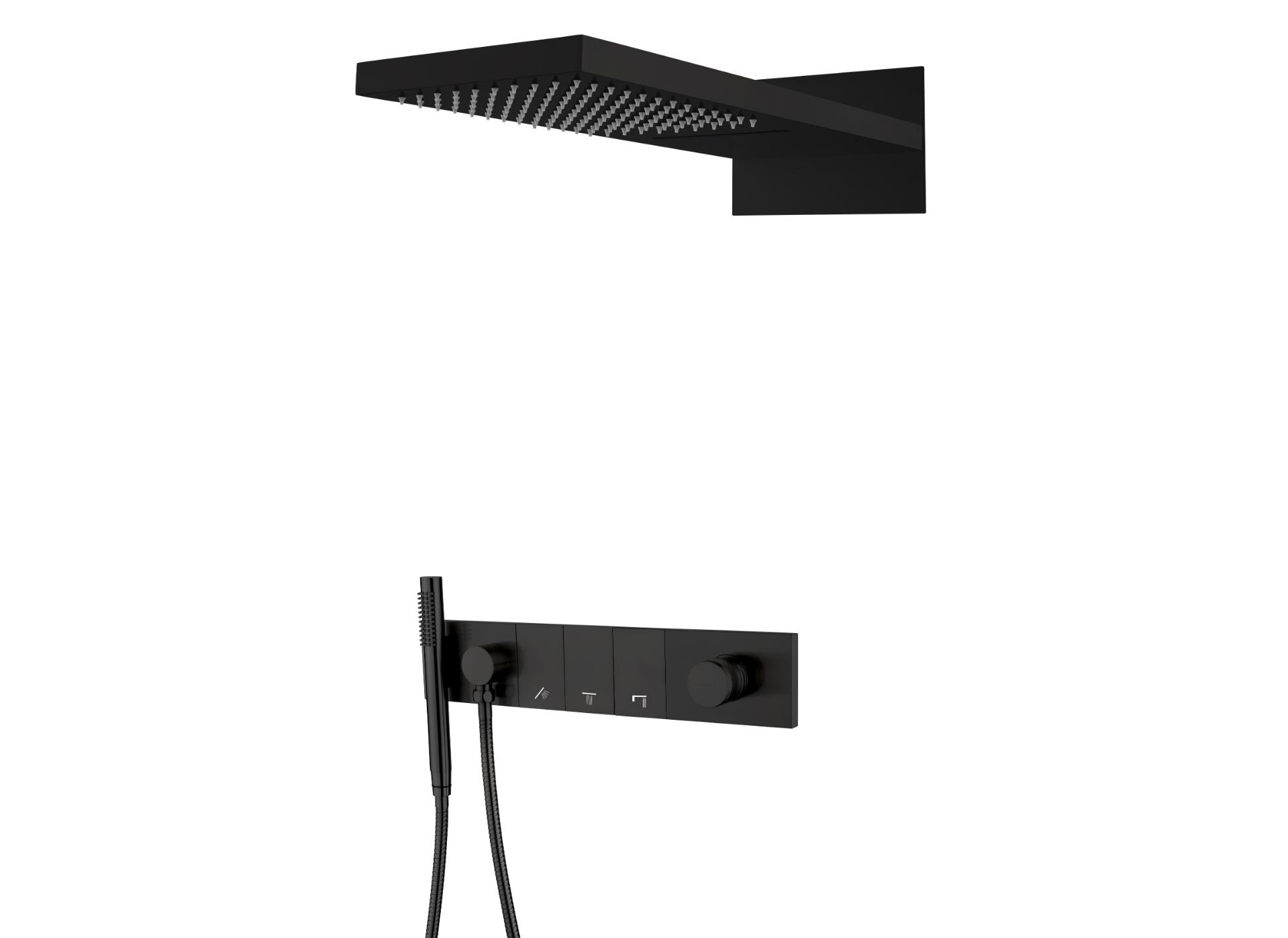 Душевая система встраиваемая Boheme Zodiac 132-B 550×445×90 мм, цвет черный матовый — Основное изображение