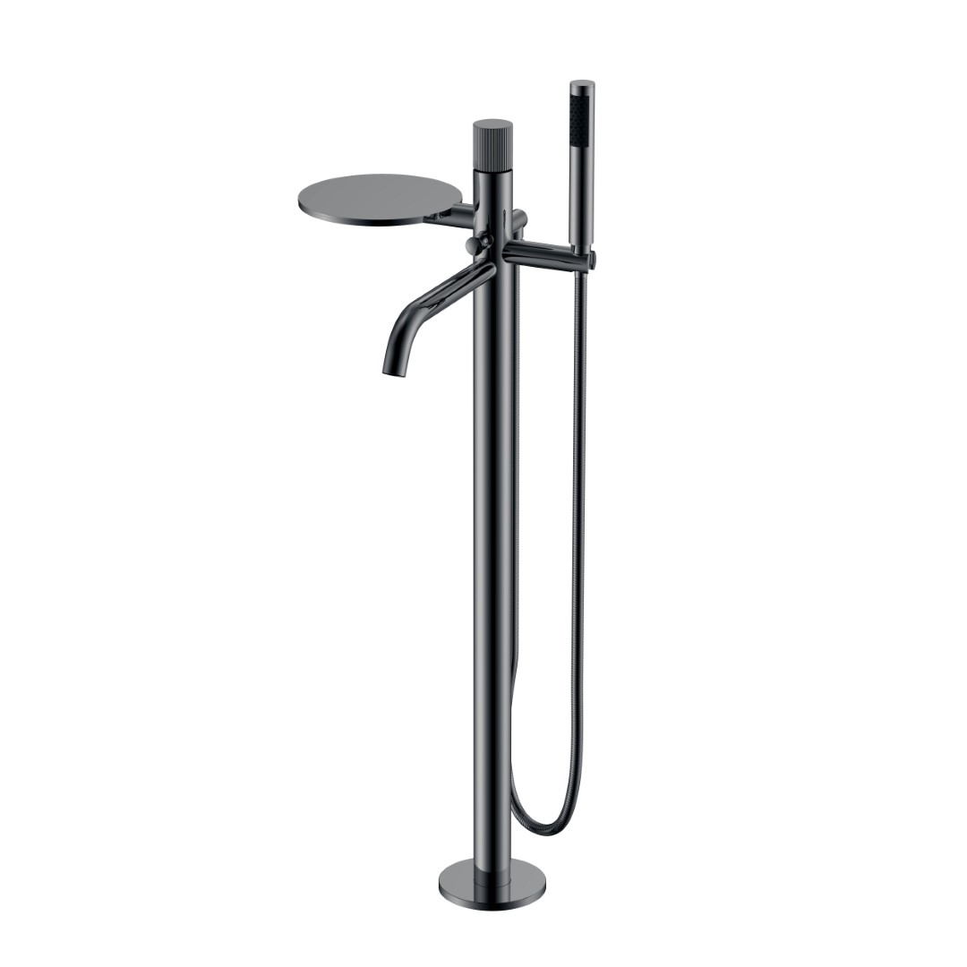Смеситель для ванны напольный Boheme Stick 129-SGM.3 330×320×986 мм, цвет графитовый глянцевый — Основное изображение