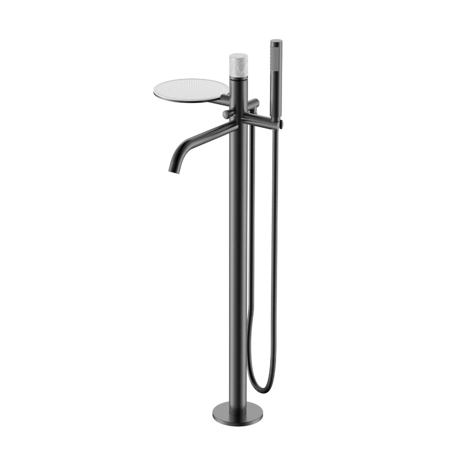 Смеситель для ванны напольный Boheme Stick 129-GM-MR-GR 330×320×986 мм, цвет графитовый