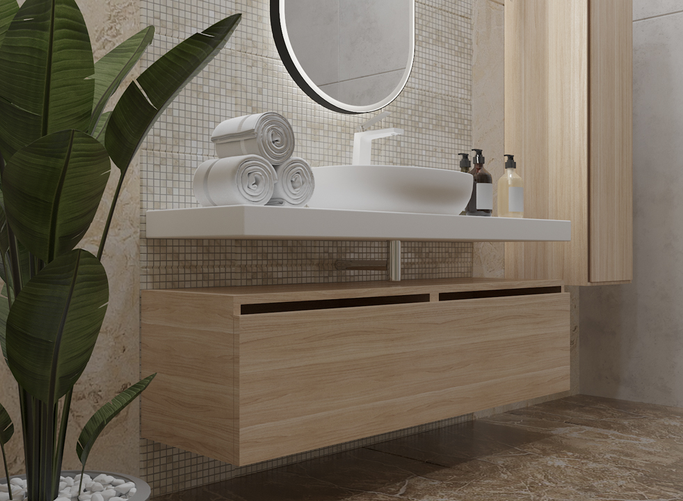 Тумба для ванной Armadi Art Flat 897-140-L 1400×383×460 мм, цвет графитовый — Основное изображение