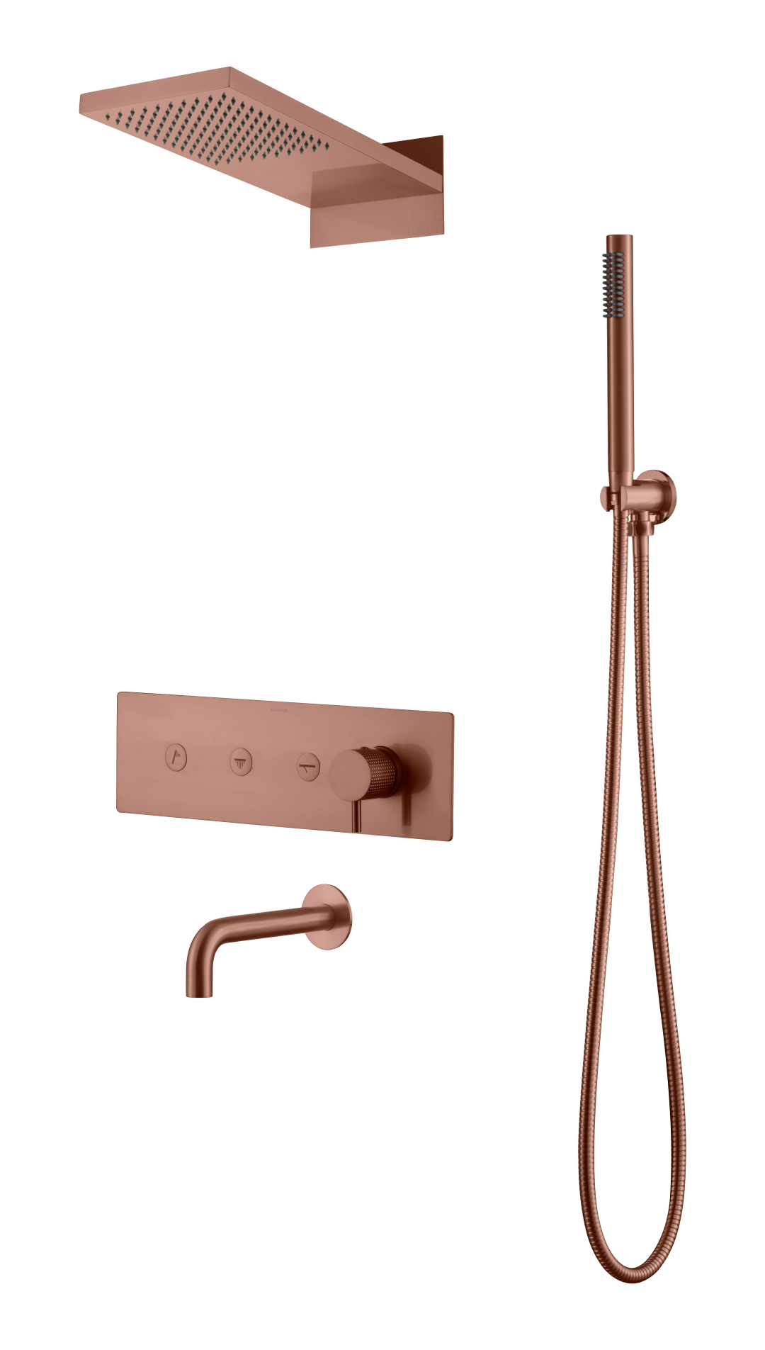 Душевая система встраиваемая Boheme Fusion 130-2-CB 55×40×12 см, цвет медь брашированная — Основное изображение