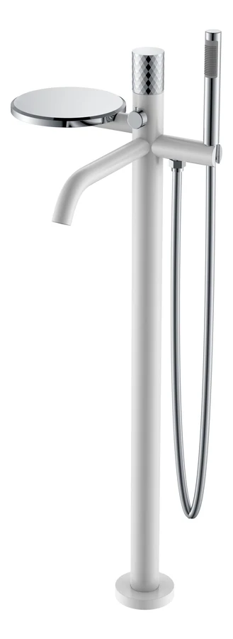 Смеситель для ванны напольный Boheme Stick 129-WCR 330×320×986 мм, цвет белый глянцевый