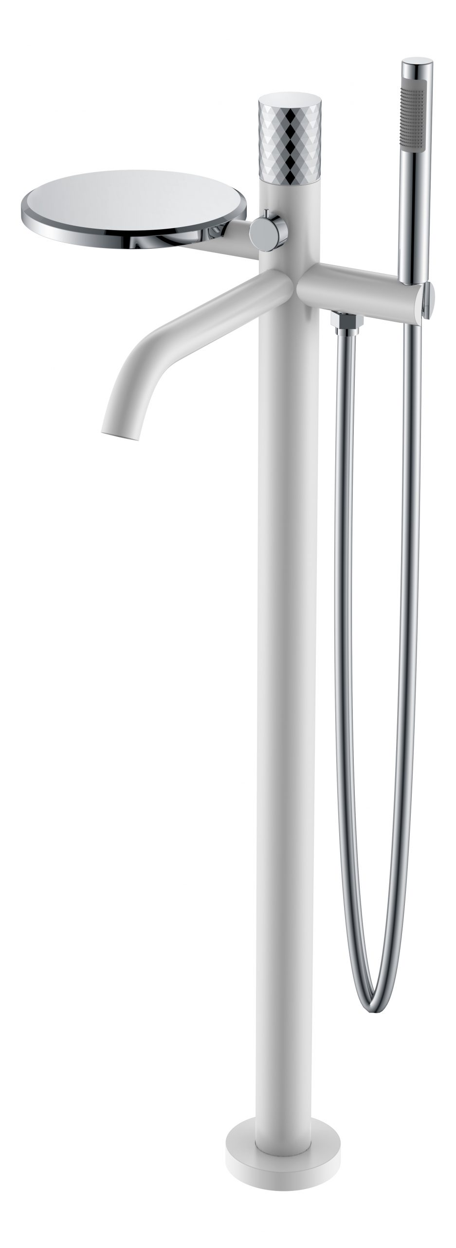 Смеситель для ванны напольный Boheme Stick 129-WCR 330×320×986 мм, цвет белый глянцевый — Основное изображение