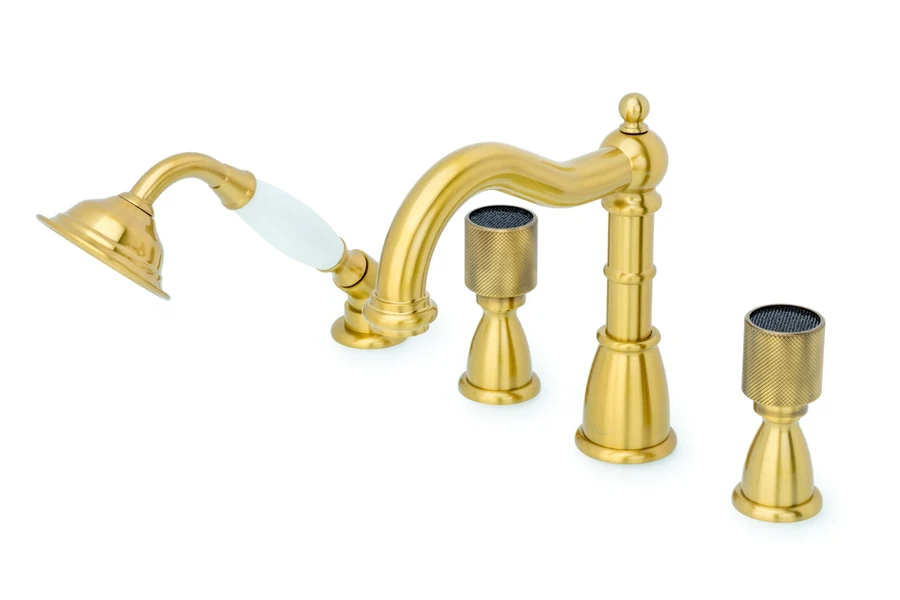 Смеситель на борт ванны Boheme Royal Cristal 391-ROYAL/CRST BLACK 193×360×196 мм, цвет бронза