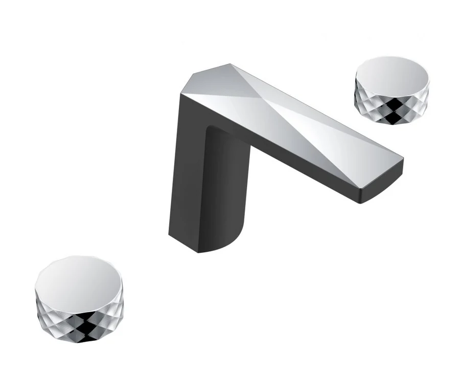 Смеситель для раковины Boheme Venturo 150-BCR-DIAMOND 197×352×165 мм, цвет черный матовый
