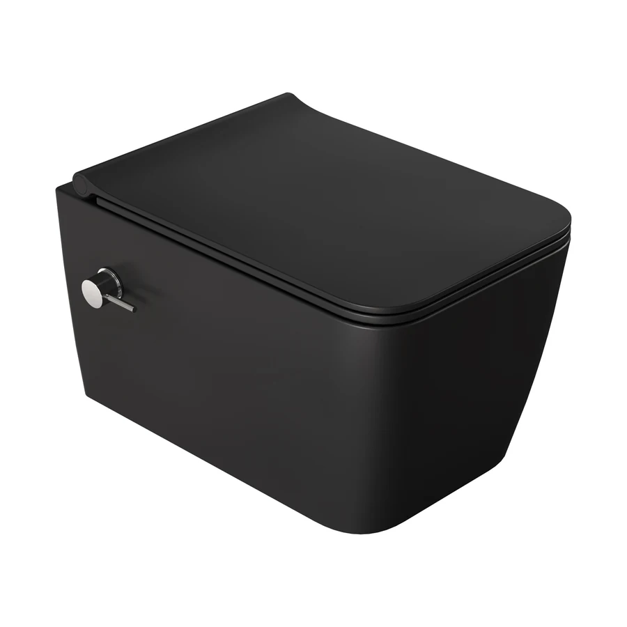 Унитаз-биде подвесной Boheme Zen 967-SET-2-B 518×370×360 мм, цвет черный матовый