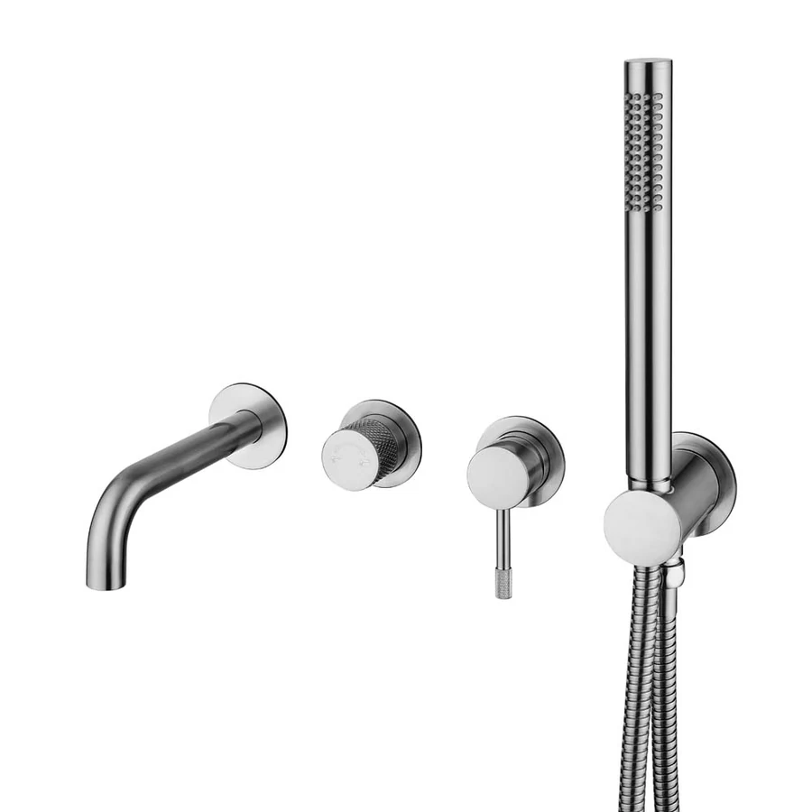 Смеситель для ванны встраиваемый Boheme Uno 464-3-INOX 25×29 см