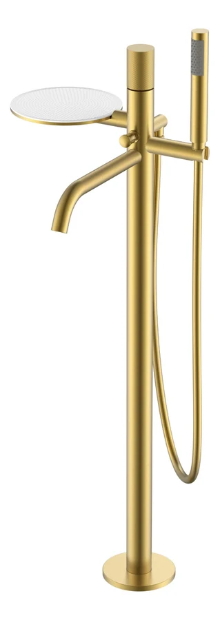 Смеситель для ванны напольный Boheme Stick 129-MG.2 330×320×986 мм, цвет золото матовое