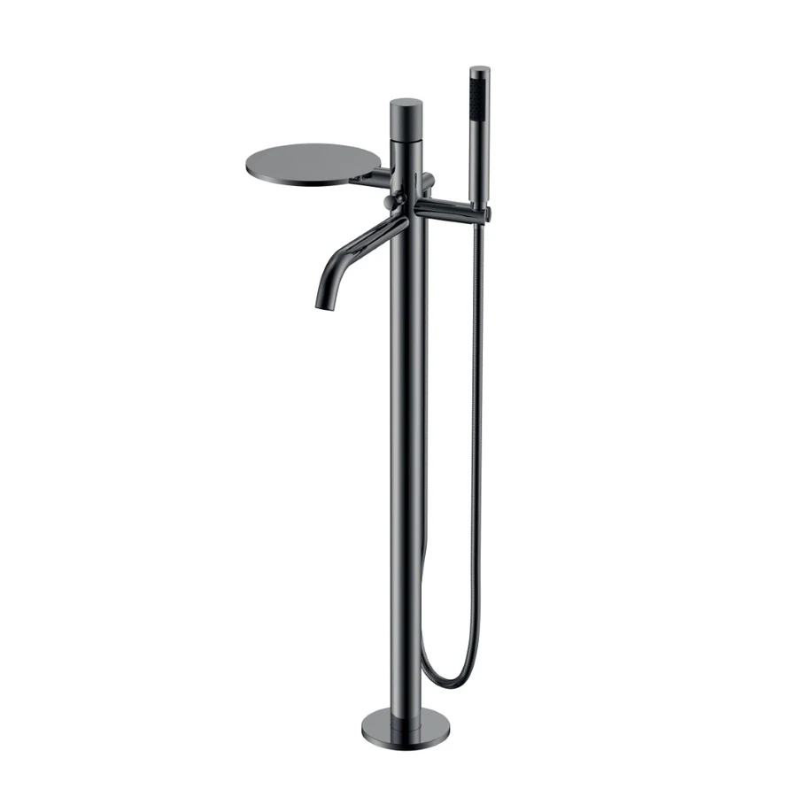 Смеситель для ванны напольный Boheme Stick 129-SGM.4 330×320×986 мм, цвет графитовый глянцевый
