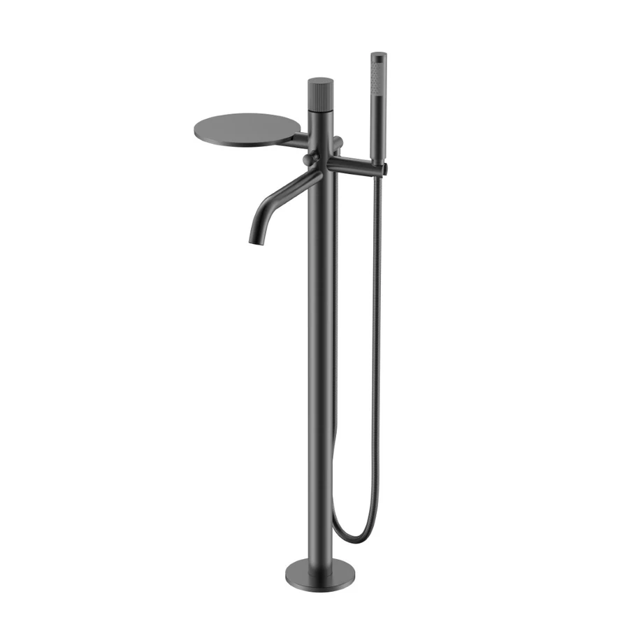Смеситель для ванны напольный Boheme Stick 129-GM.3 330×320×986 мм, цвет графитовый