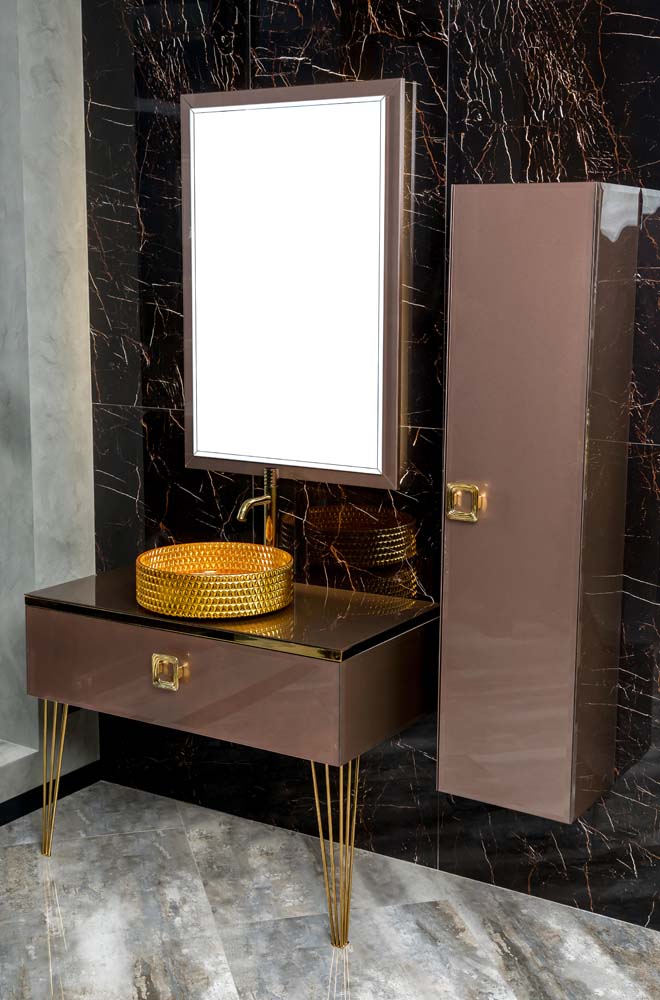 Столешница для ванной Armadi Art Lucido 853-080-PU 86×56×10 см, цвет графитовый — Основное изображение