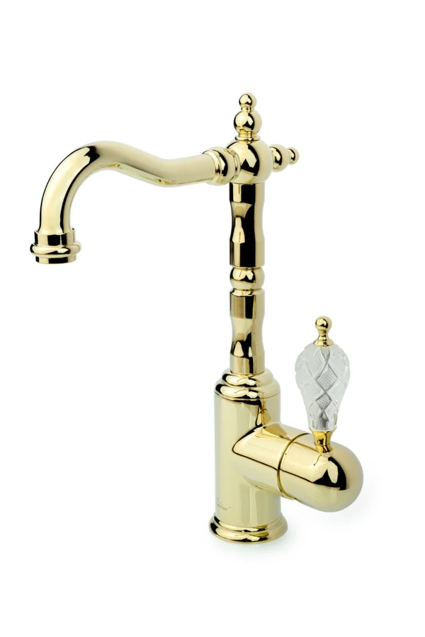 Смеситель для раковины-чаши Boheme Crystal 282-CRST 210×75×302 мм, цвет золото