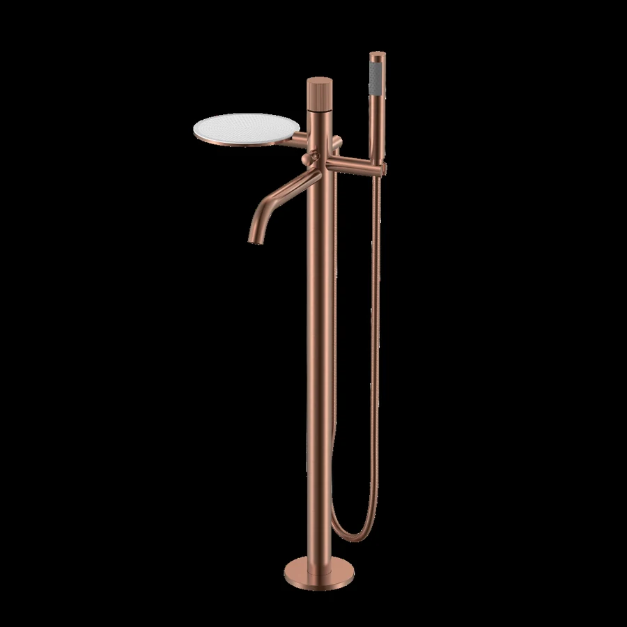 Смеситель для ванны напольный Boheme Stick 129-CB.3 330×320×986 мм, цвет медь брашированная