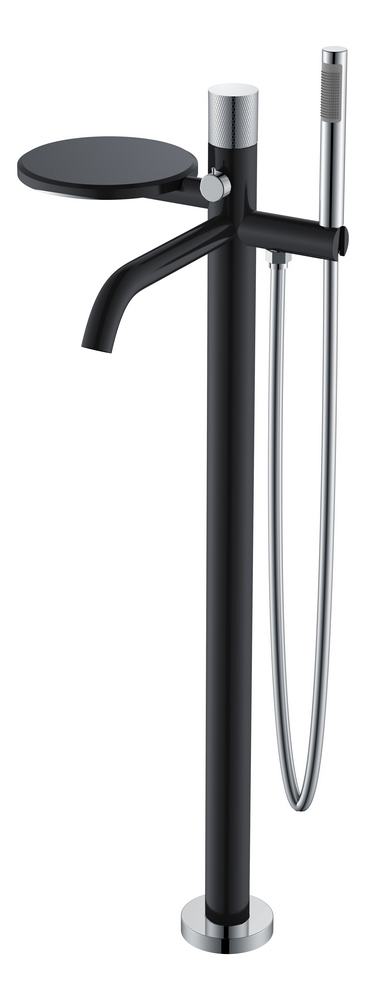 Смеситель для ванны напольный Boheme Stick 129-BCR.2 330×320×986 мм, цвет черный матовый — Основное изображение