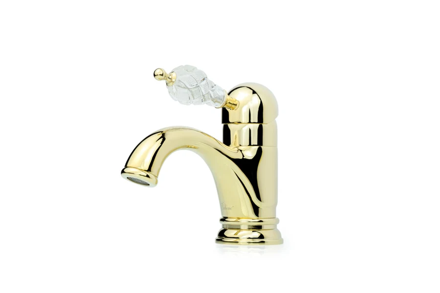 Смеситель для раковины Boheme Crystal 281-CRST 163×62×145 мм, цвет золото