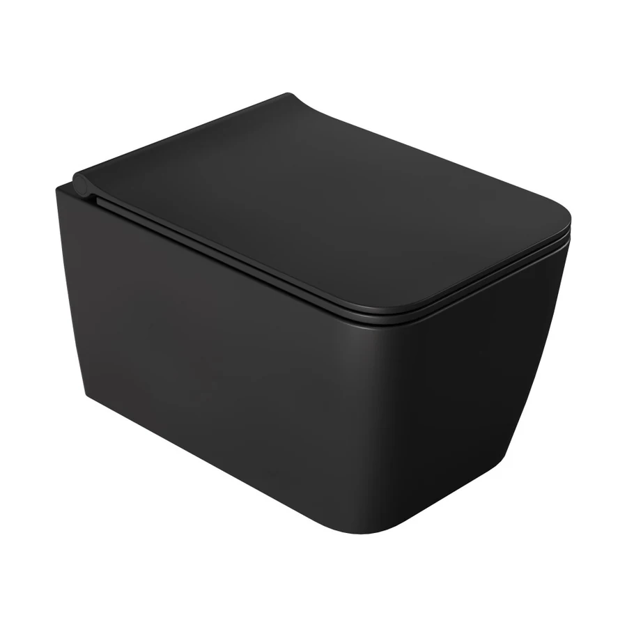 Унитаз подвесной Boheme Zen 967-SET-B 518×370×360 мм, цвет черный матовый