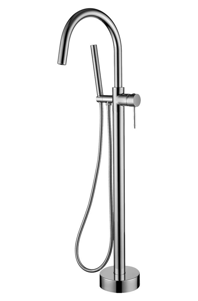 Смеситель для ванны напольный Boheme Uno 469-INOX 26×16×105 см — Основное изображение