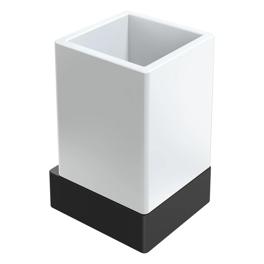 Стакан для ванной Boheme Qubic 10724-B, цвет черный матовый