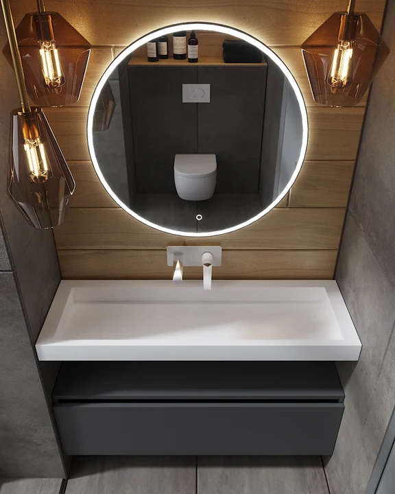 Раковина-моноблок Armadi Art Flat 859-120 455×1202×80 мм, цвет белый матовый