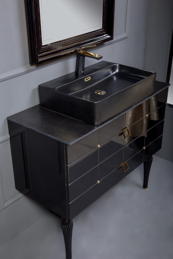 Тумба для ванной Armadi Art Vallessi Avantgarde 841-100-BG 100×46×48 см, цвет черный матовый — Основное изображение