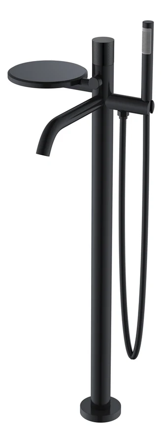 Смеситель для ванны напольный Boheme Stick 129-BB.2 330×320×986 мм, цвет черный матовый