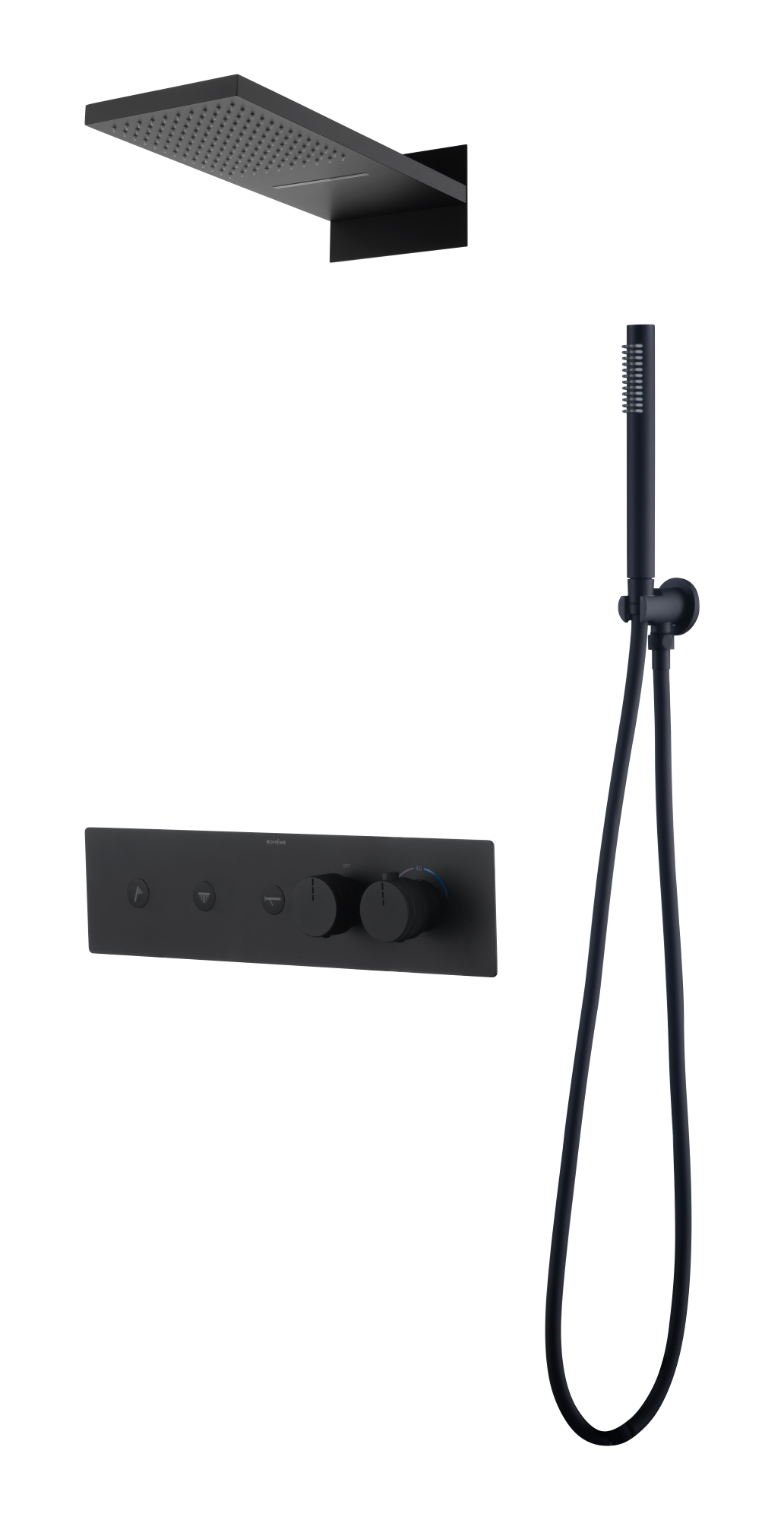 Душевая система встраиваемая Boheme Fusion 131-B 550×470×105 мм, цвет черный матовый — Основное изображение
