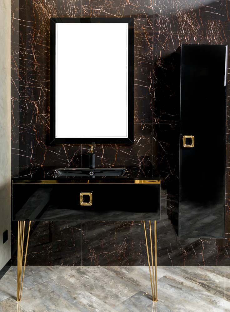 Консоль для раковины Armadi Art Lucido 770-080-B 84×55×30 см, цвет черный матовый — Основное изображение