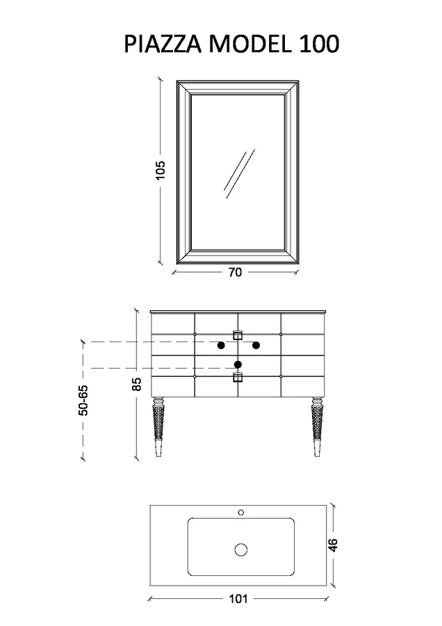 Тумба для ванной Armadi Art Vallessi Avantgarde 841-100-BCR 100×46×48 см, цвет черный матовый